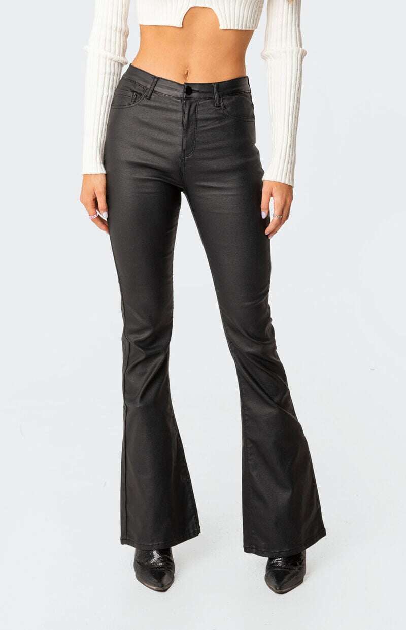 Luna Faux Leather Flare Jeans